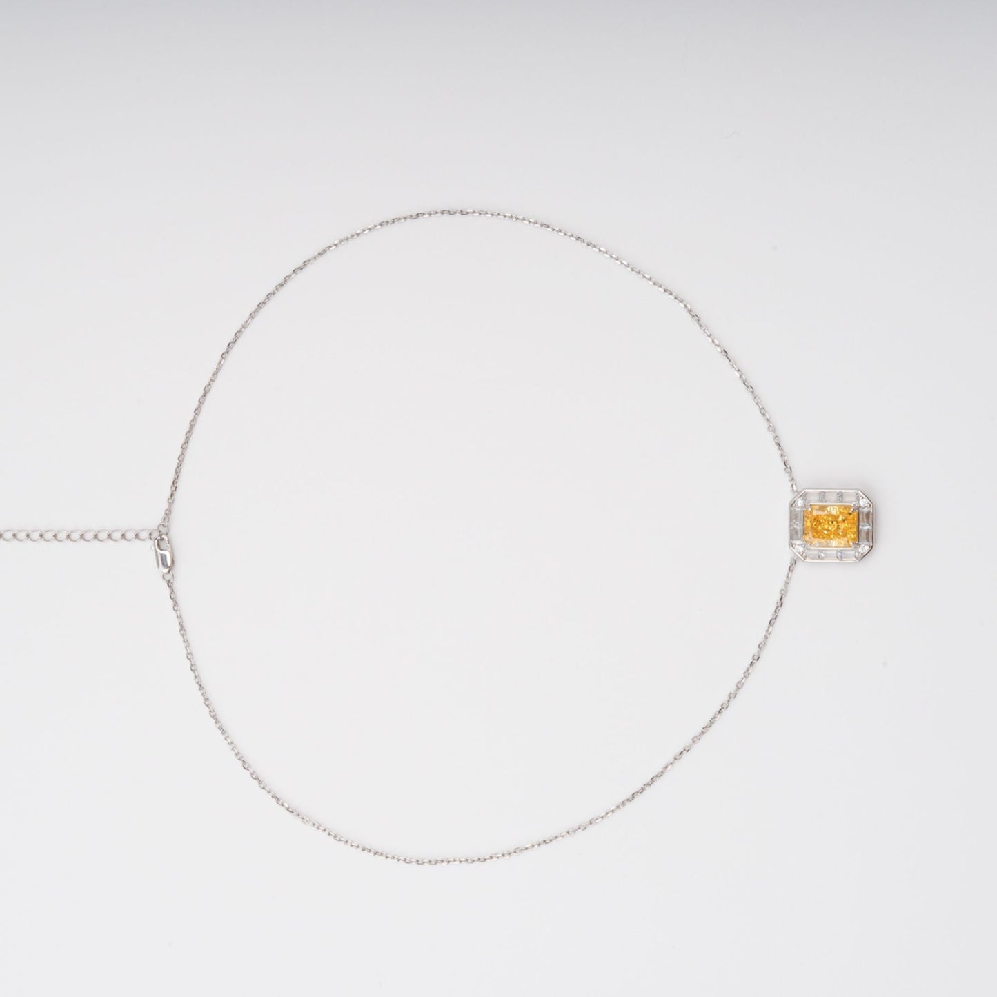 Eini Yellow Square Gemstone Pendant Sterling Silver Necklace Avalabel