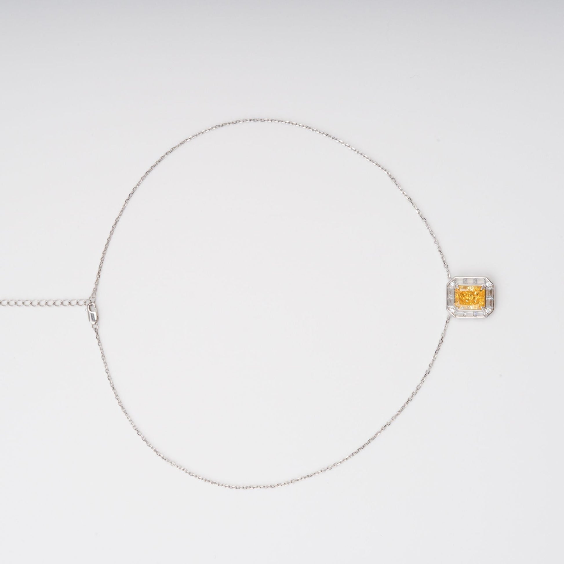 Eini Yellow Square Gemstone Pendant Sterling Silver Necklace Avalabel