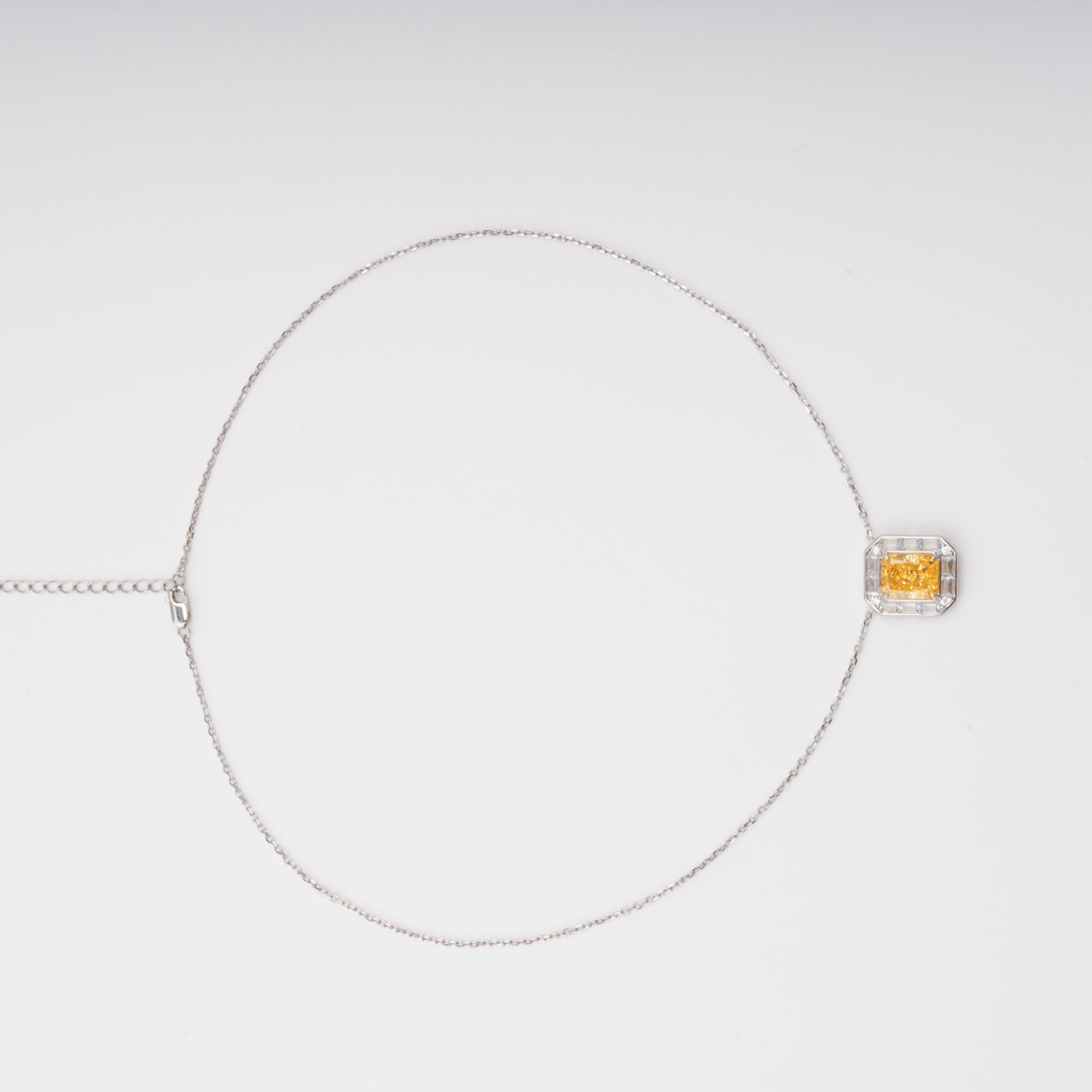 Eini Yellow Square Gemstone Pendant Sterling Silver Necklace Avalabel