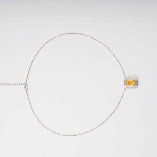 Eini Yellow Square Gemstone Pendant Sterling Silver Necklace