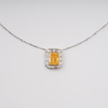 Eini Yellow Square Gemstone Pendant Sterling Silver Necklace Avalabel
