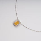 Eini Yellow Square Gemstone Pendant Sterling Silver Necklace Avalabel