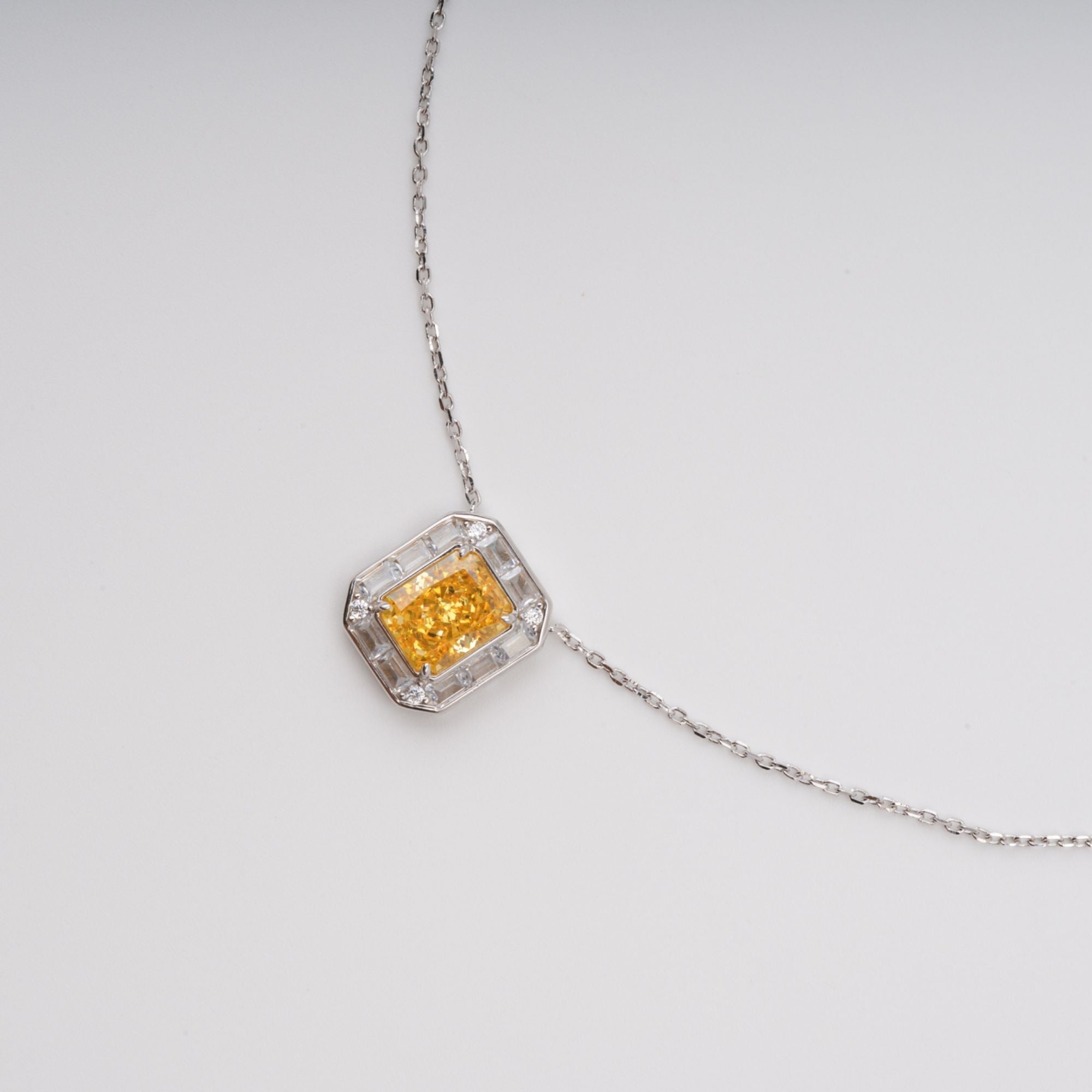 Eini Yellow Square Gemstone Pendant Sterling Silver Necklace Avalabel