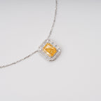 Eini Yellow Square Gemstone Pendant Sterling Silver Necklace Avalabel