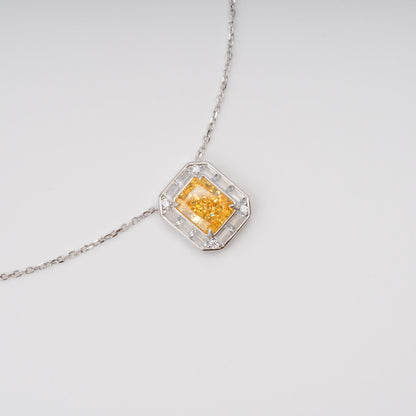 Eini Yellow Square Gemstone Pendant Sterling Silver Necklace Avalabel