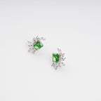Meris Green Rectangular Gemstone Sterling Silver Earrings Avalabel