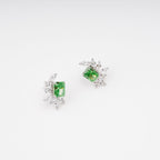 Meris Green Rectangular Gemstone Sterling Silver Earrings Avalabel