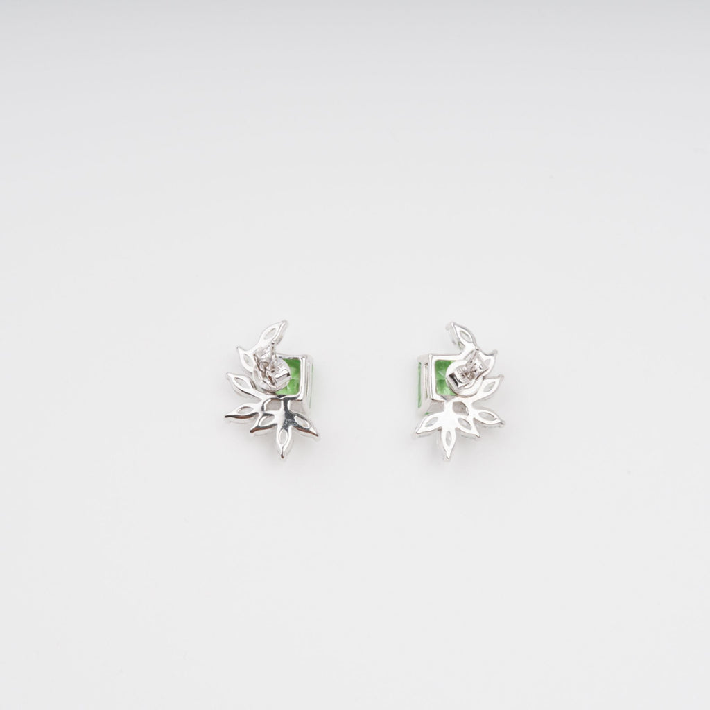 Meris Green Rectangular Gemstone Sterling Silver Earrings Avalabel