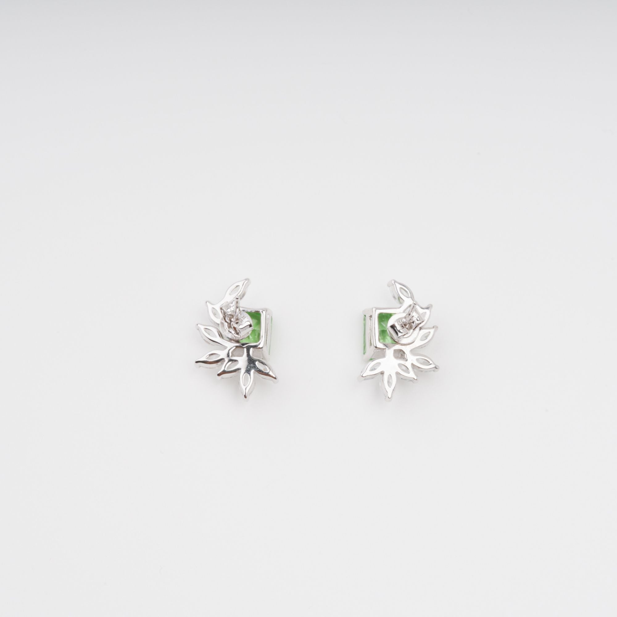 Meris Green Rectangular Gemstone Sterling Silver Earrings Avalabel