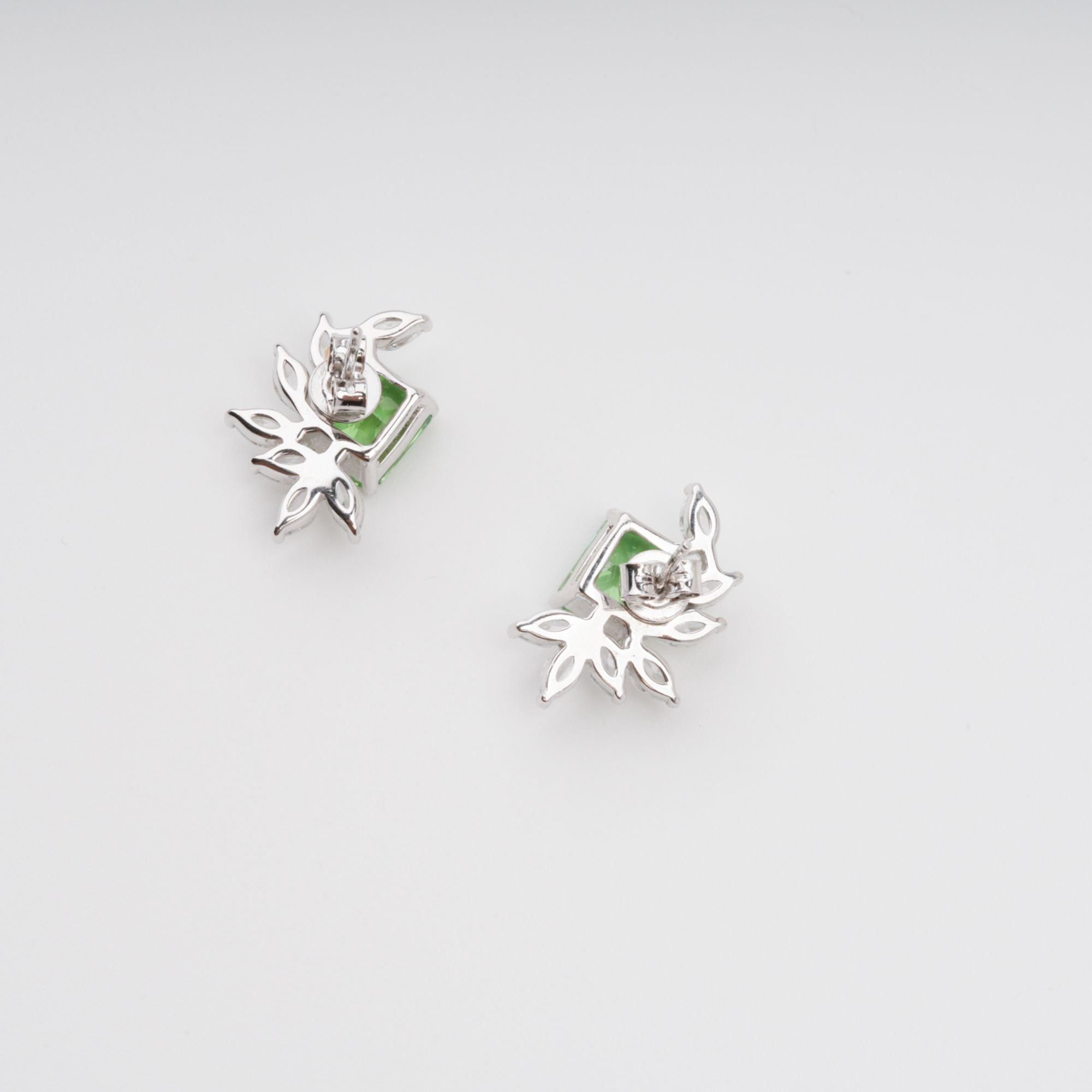 Meris Green Rectangular Gemstone Sterling Silver Earrings Avalabel