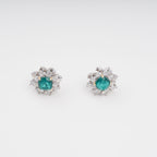 Erica Green Flower Shaped Gemstone Sterling Silver Earrings Avalabel