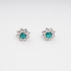 Erica Green Flower Shaped Gemstone Sterling Silver Earrings Avalabel