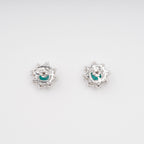 Erica Green Flower Shaped Gemstone Sterling Silver Earrings Avalabel