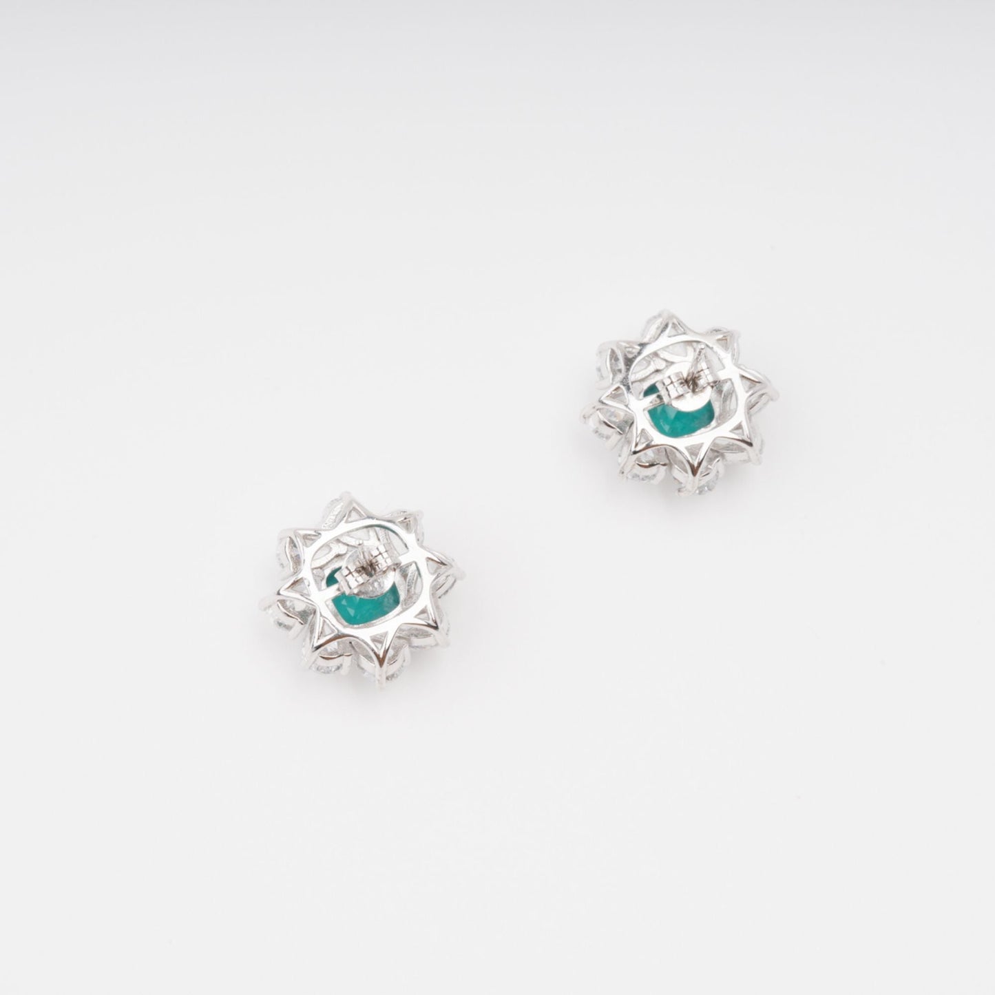Erica Green Flower Shaped Gemstone Sterling Silver Earrings Avalabel