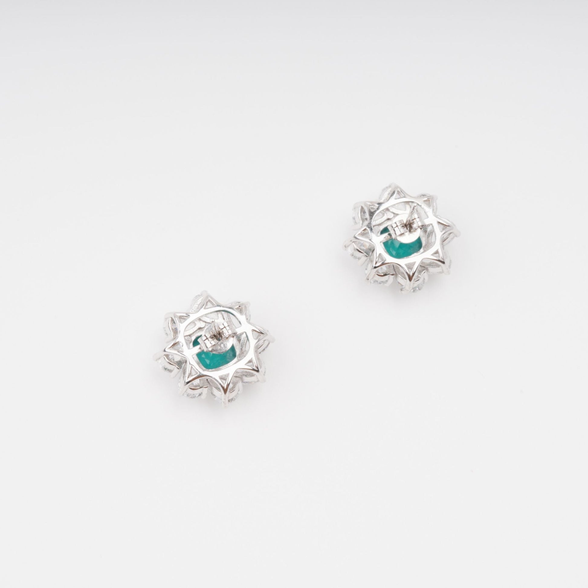 Erica Green Flower Shaped Gemstone Sterling Silver Earrings Avalabel