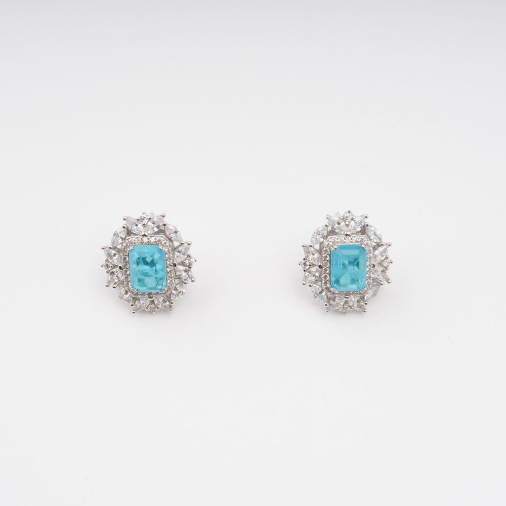 Kaisu Aquamarine Emerald Cut Gemstone Sterling Silver Earrings Avalabel