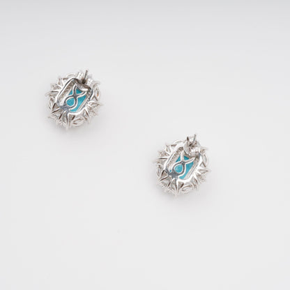 Kaisu Aquamarine Emerald Cut Gemstone Sterling Silver Earrings Avalabel