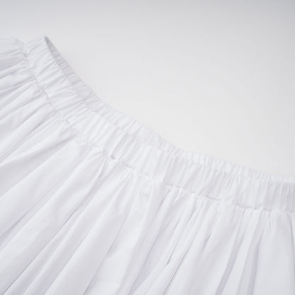 Tiffany White Off-Shoulder Ruched Blouse & Skirt Set Avalabel