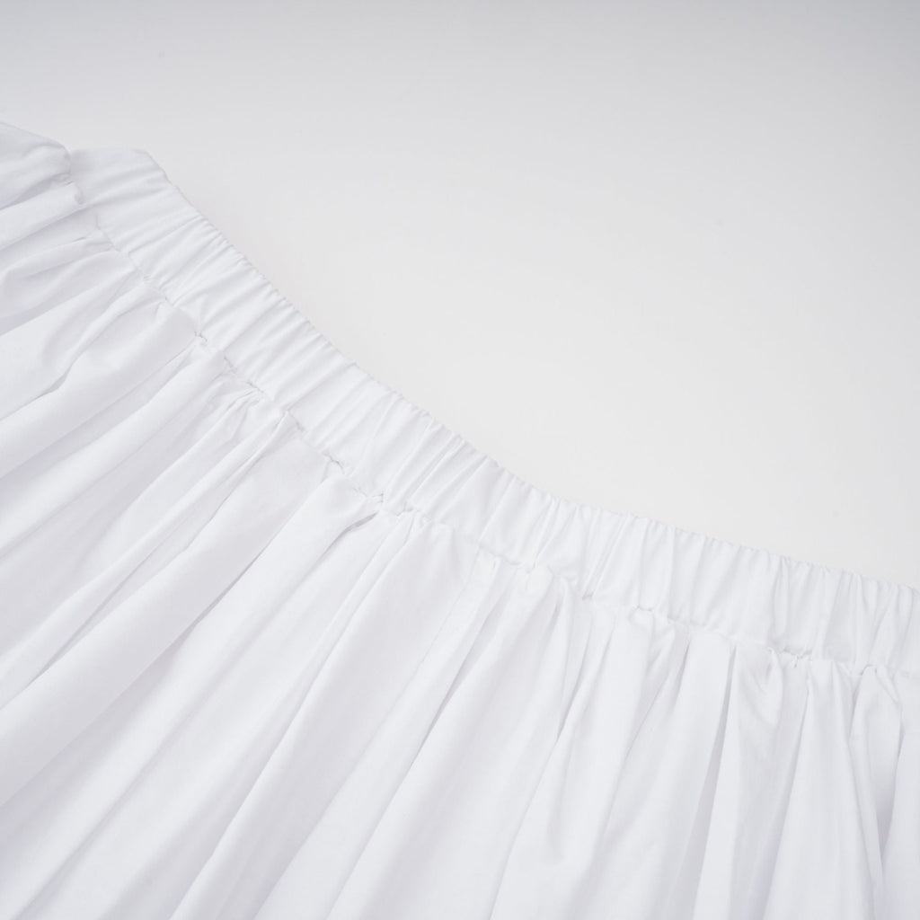 Tiffany White Off-Shoulder Ruched Blouse & Skirt Set Avalabel