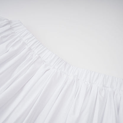 Tiffany White Off-Shoulder Ruched Blouse & Skirt Set Avalabel