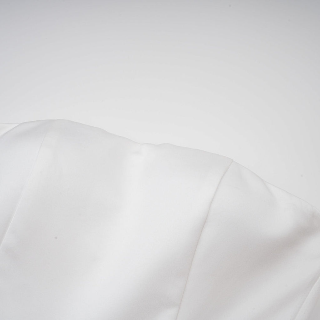 Lucie white petal-layered strapless corset mini dress Avalabel