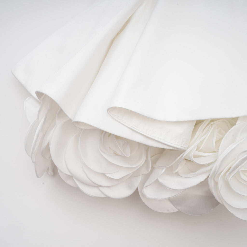 Lucie white petal-layered strapless corset mini dress Avalabel