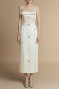 Sheath Straight Across Neck Taffeta Midi Dress Avalabel