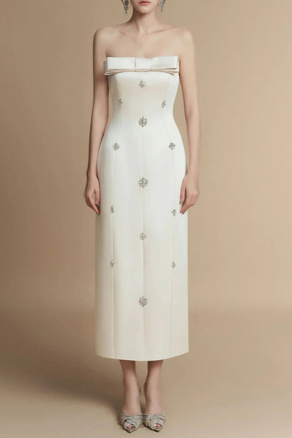 Sheath Straight Across Neck Taffeta Midi Dress Avalabel