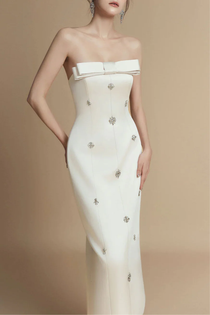 Sheath Straight Across Neck Taffeta Midi Dress Avalabel