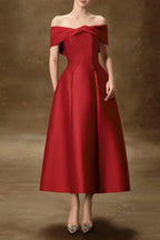 HEBE STRAPLESS MIDI DRESS IN RED Avalabel