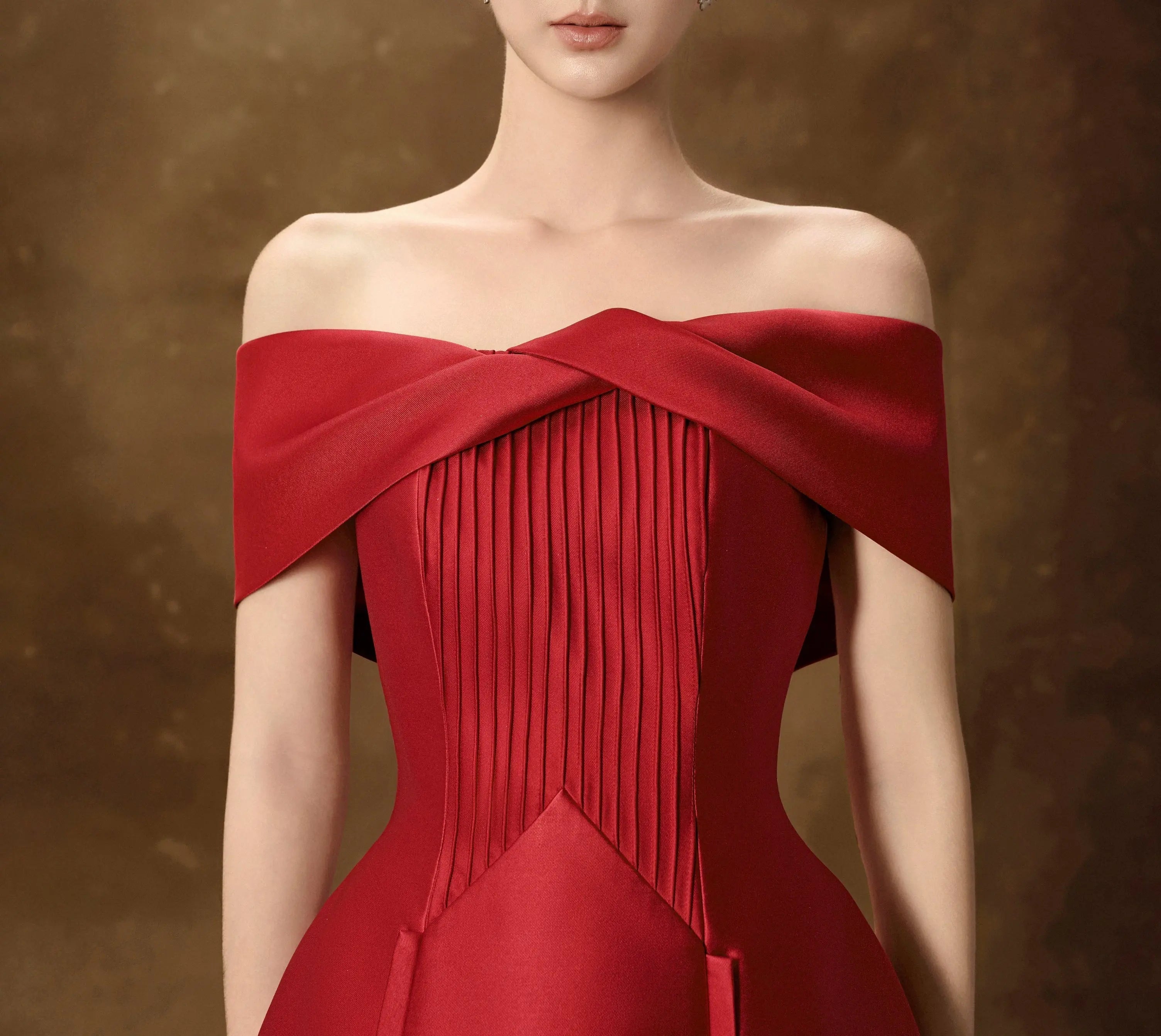 HEBE STRAPLESS MIDI DRESS IN RED Avalabel