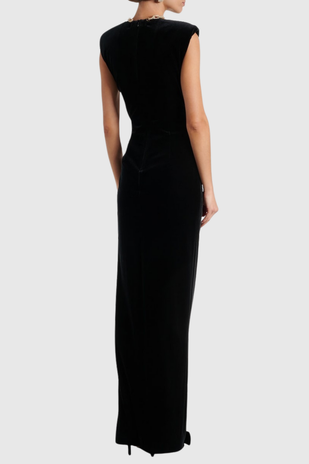 Dalila Velvet Chain-Embellished Maxi Dress Avalabel