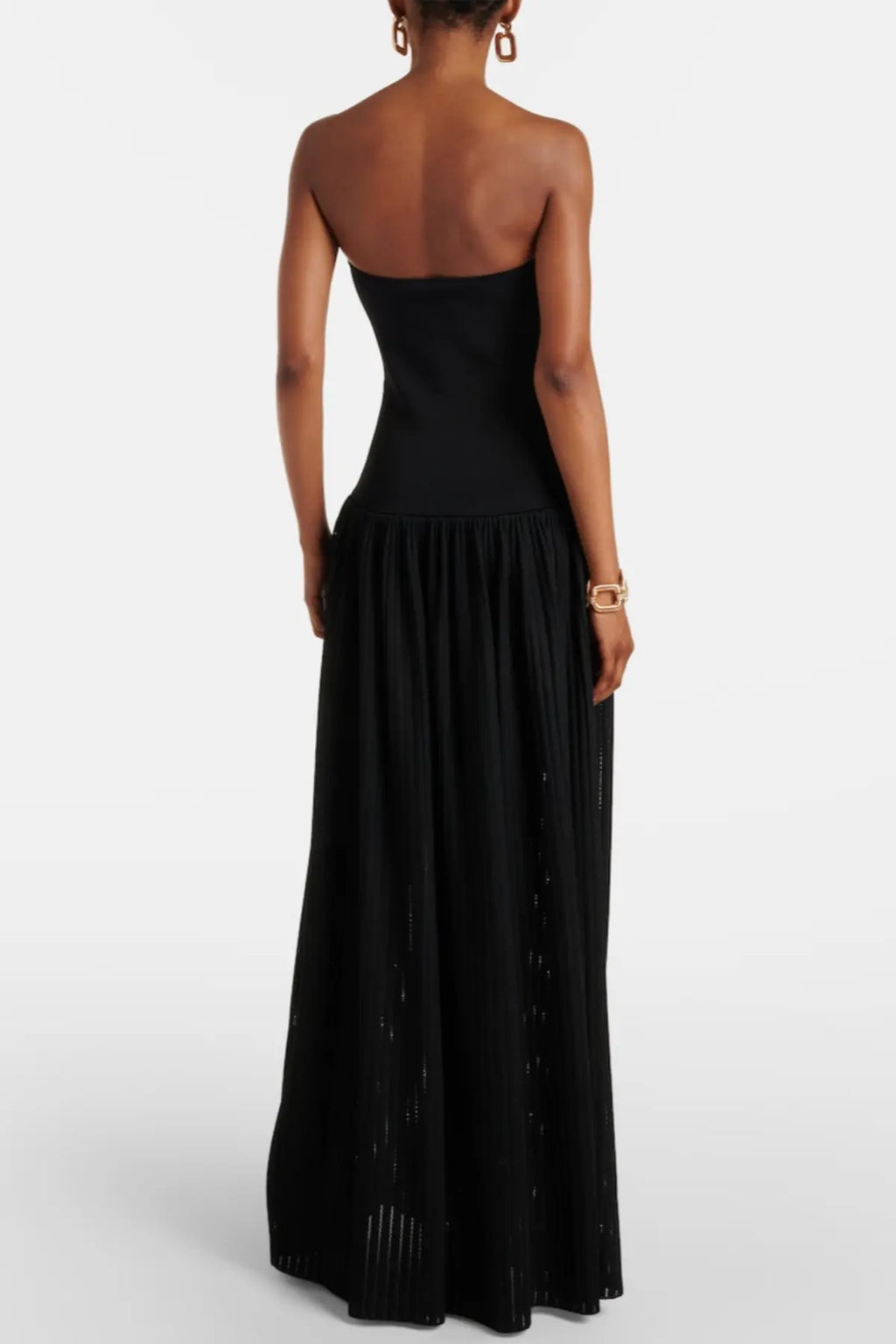 Deasa Strapless Belted Knit Maxi Dress - Black Avalabel