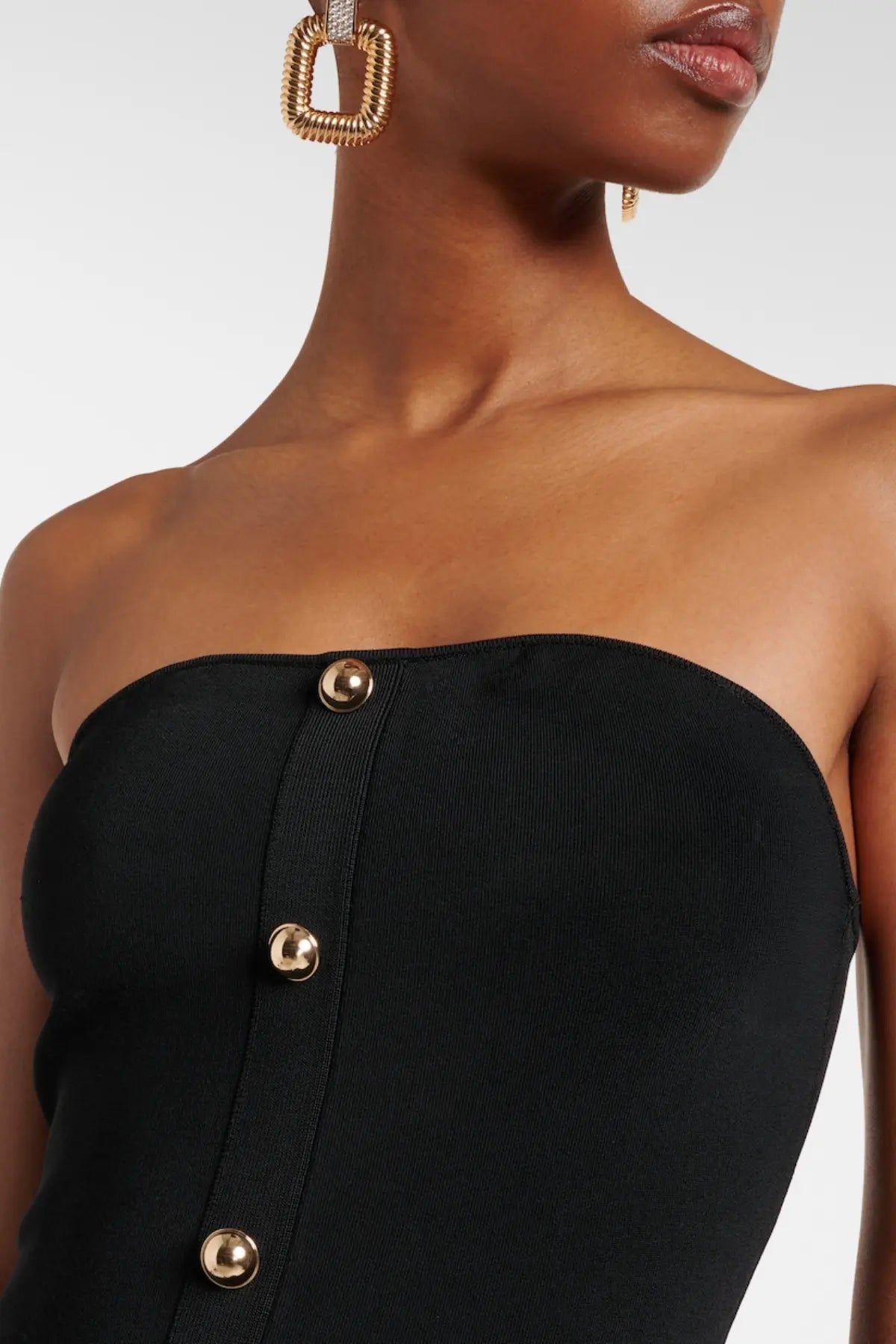 Deasa Strapless Belted Knit Maxi Dress - Black Avalabel