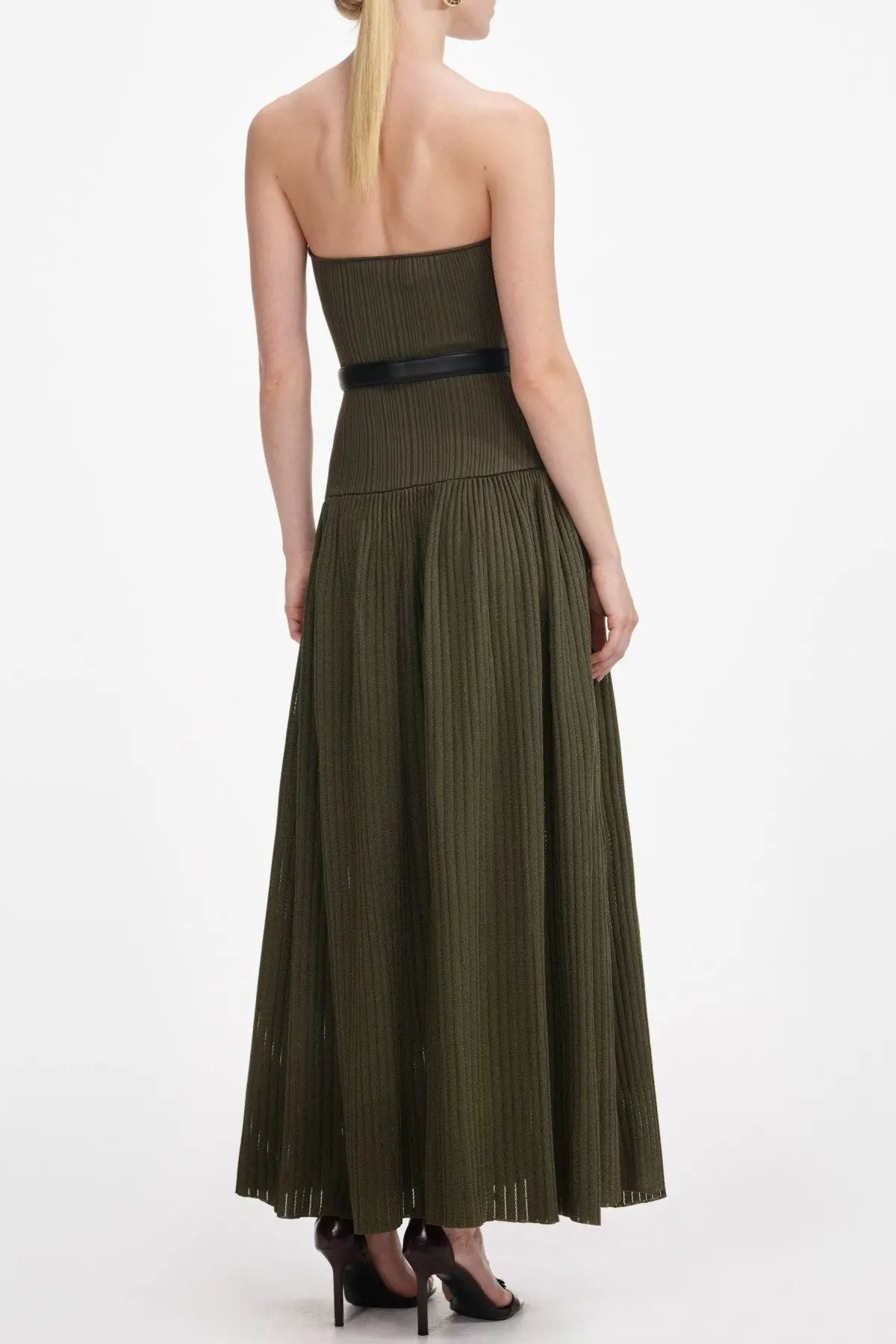 Deasa Strapless Belted Knit Maxi Dress - Green Avalabel