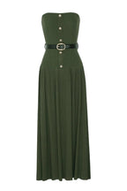 Deasa Strapless Belted Knit Maxi Dress - Green Avalabel