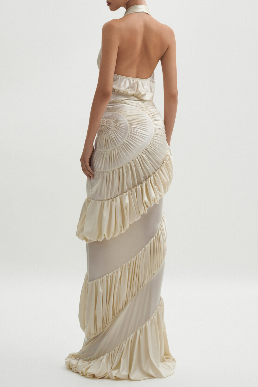 Dejana Halter Shirred Maxi Dress Avalabel