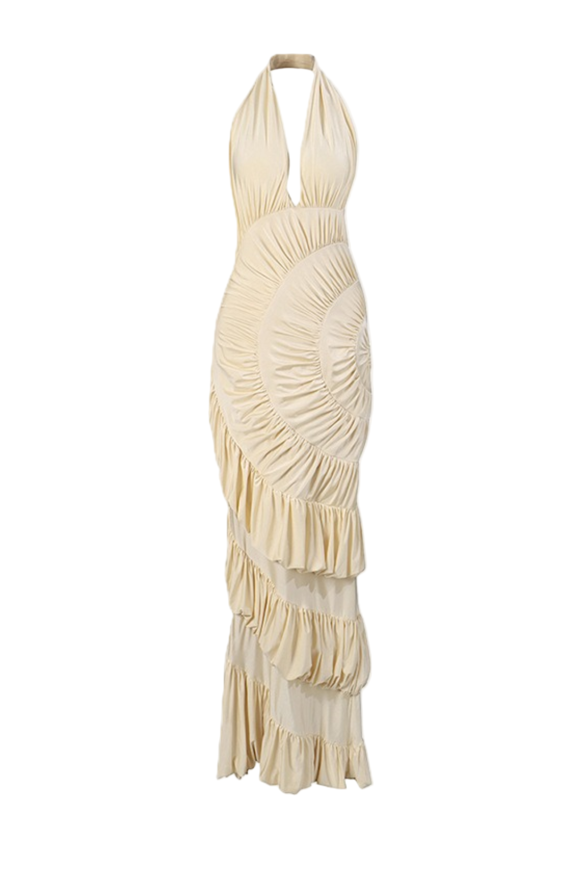 Dejana Halter Shirred Maxi Dress Avalabel