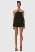 Dellesa Floral One Shoulder Top - Black Avalabel