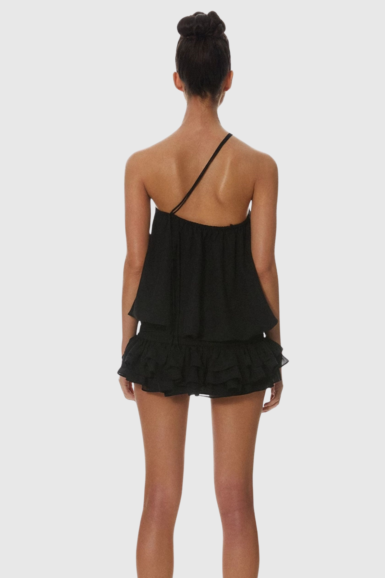 Dellesa Floral One Shoulder Top - Black Avalabel