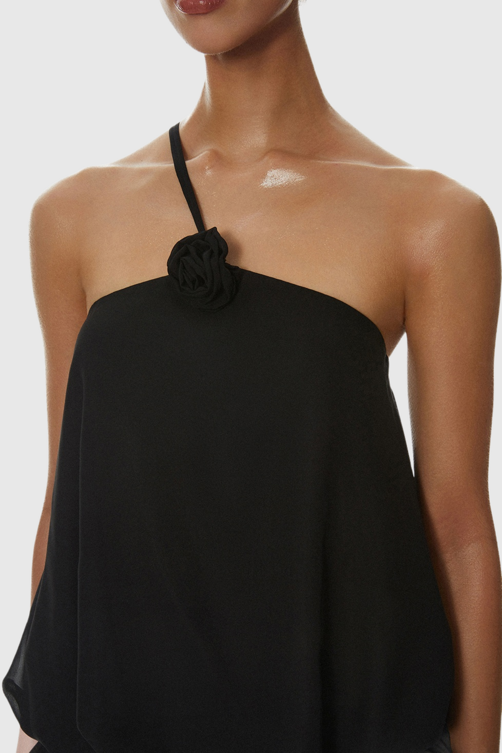 Dellesa Floral One Shoulder Top - Black Avalabel