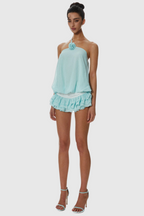 Dellesa Floral One Shoulder Top - Blue Avalabel