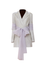 janice Mesh Ribbon Glitter blazer Dress in champagne Avalabel