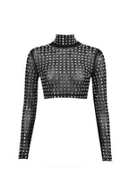 METALLIC SEQUIN Mesh top IN BLACK Avalabel