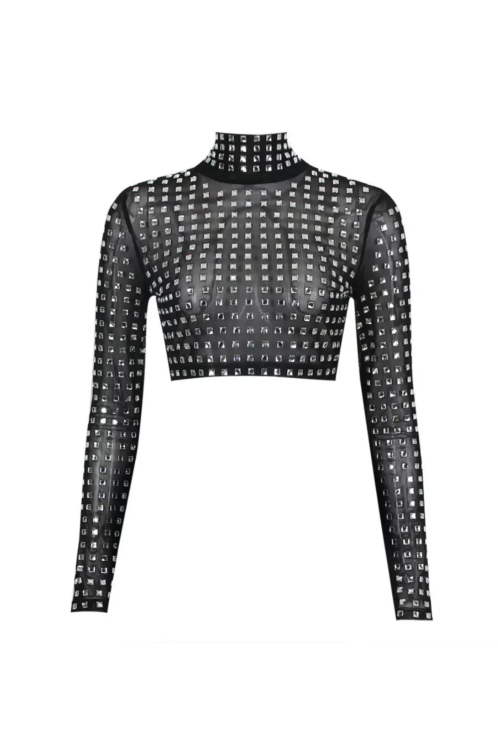 METALLIC SEQUIN Mesh top IN BLACK Avalabel