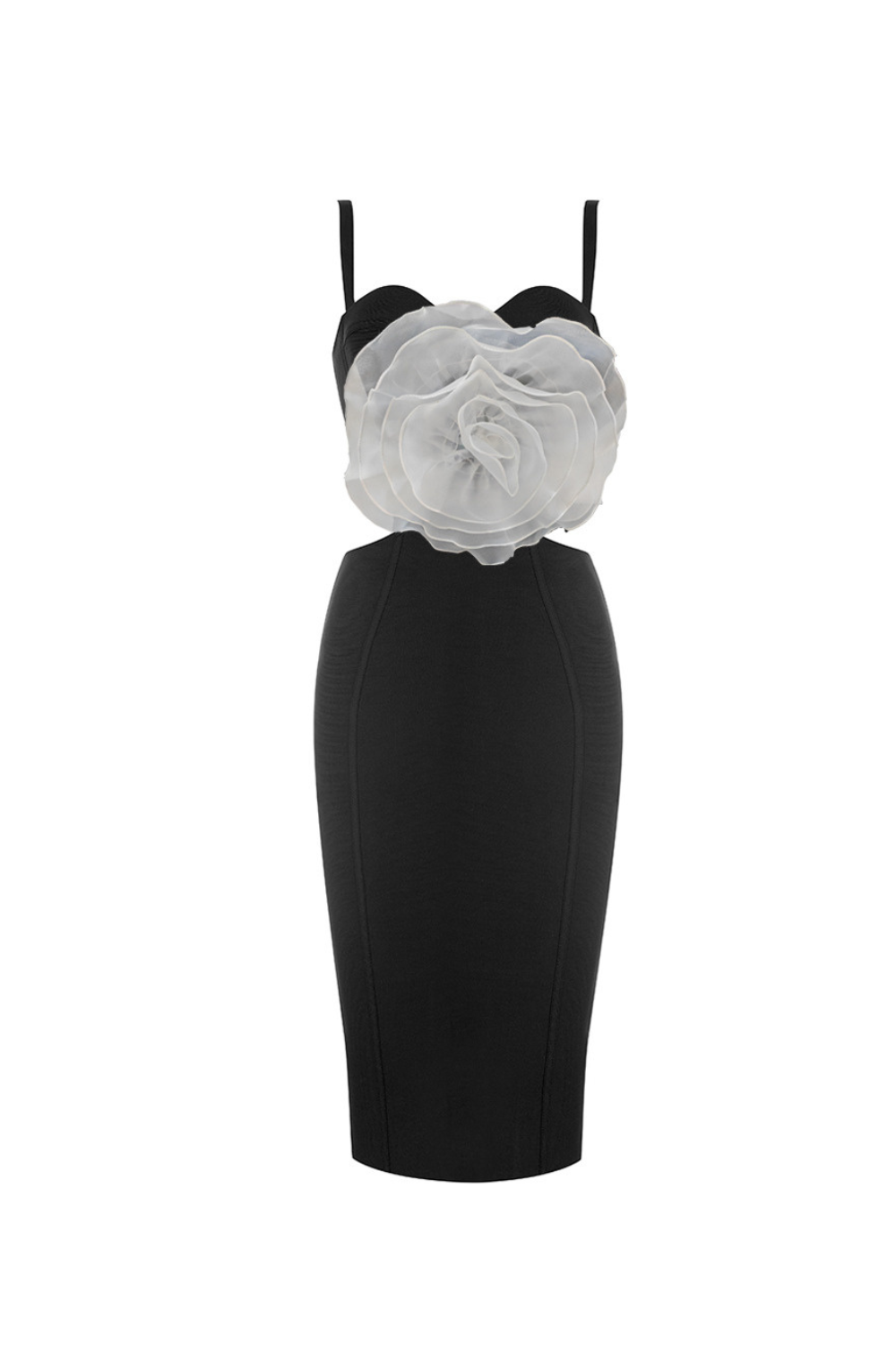 Jacey Mesh Flower Bandage Midi Dress Avalabel