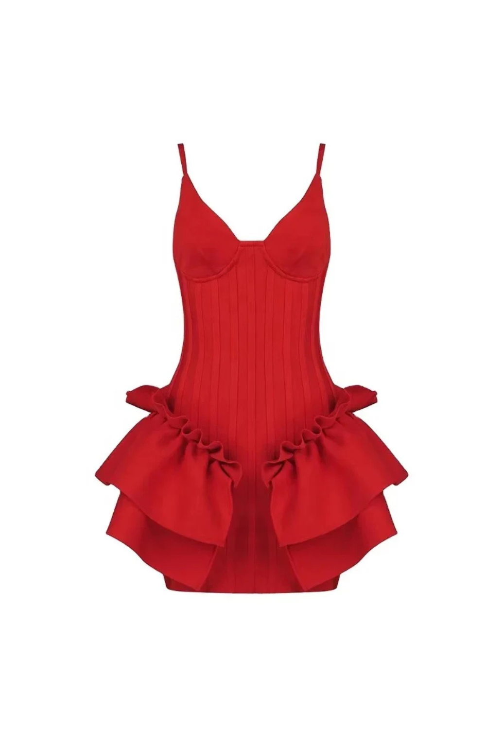 Marcia Sleeveless Sequins Flower Bandage Mini Dress in Red Avalabel