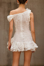 Durriyah One Shoulder Flower Mini Dress Avalabel