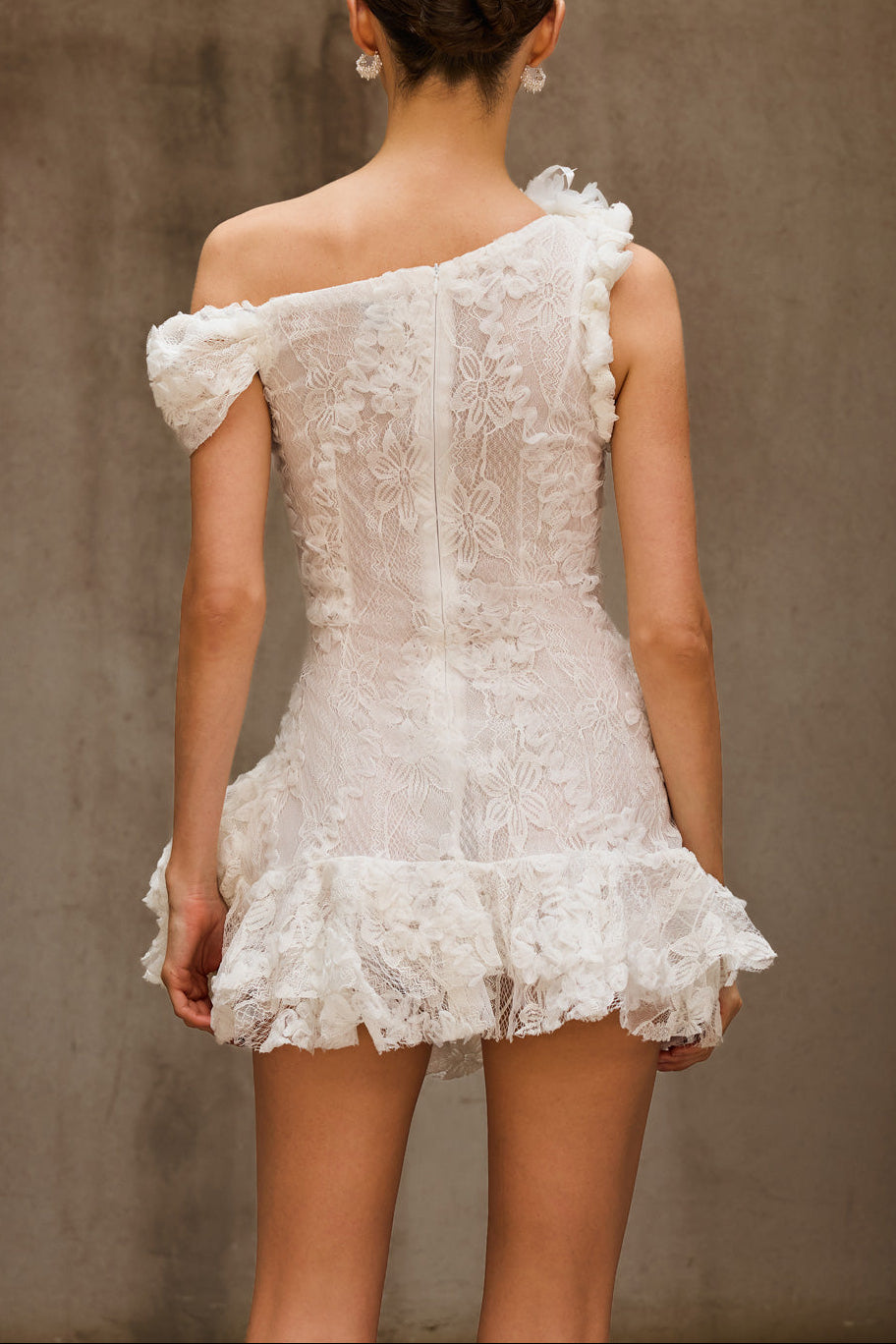 Durriyah One Shoulder Flower Mini Dress Avalabel