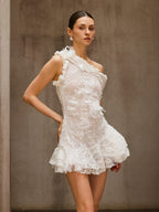 Durriyah One Shoulder Flower Mini Dress Avalabel